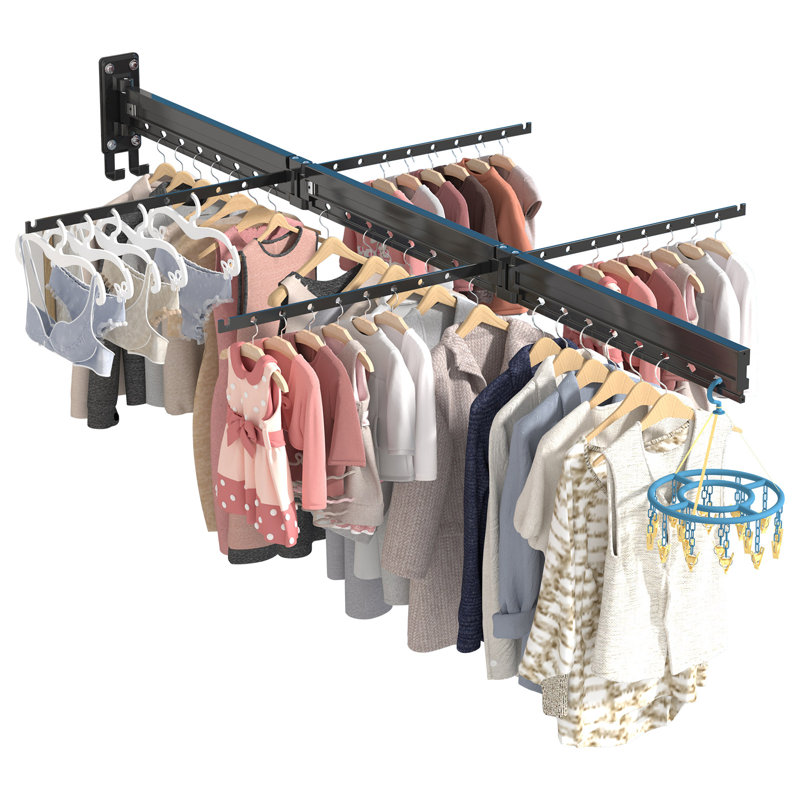 Séchoir à linge mural pliable, H 7,09 po x l 65,75 po x P 3,15 po