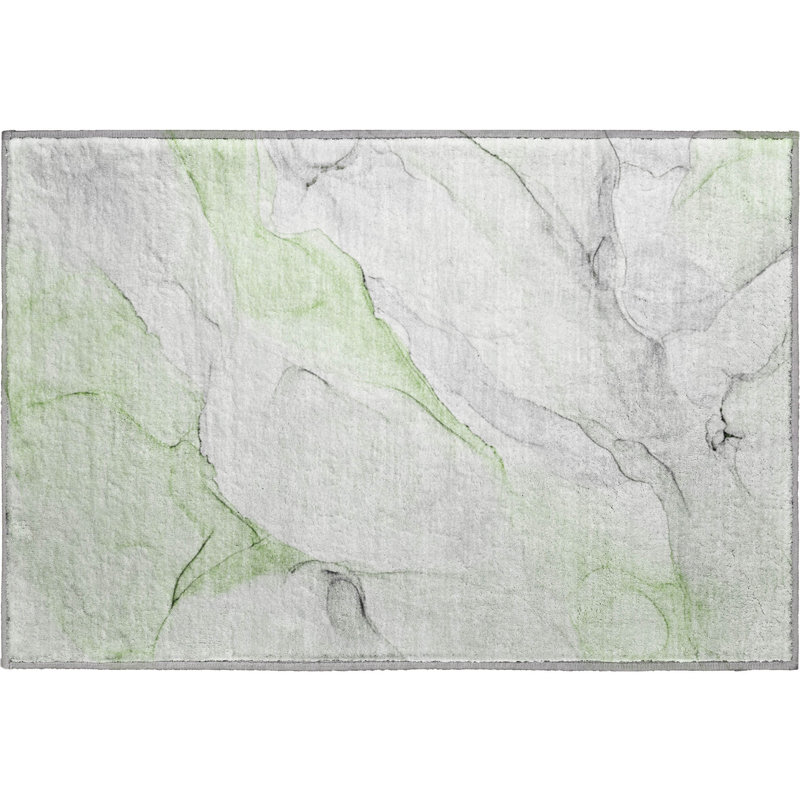 Premium Machine Washable Cerrito AMF515 Green Rug, Rectangle 1'8" x 2'6"
