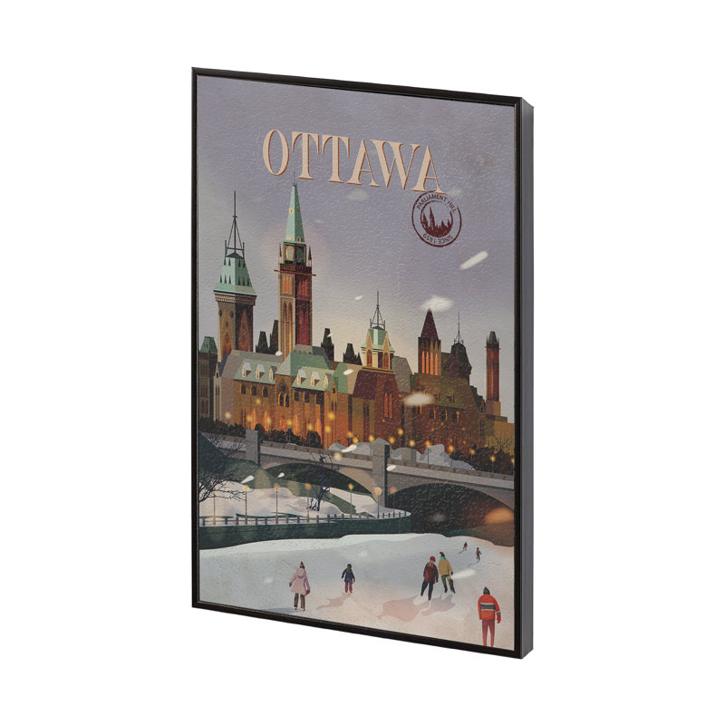 Ottawa Ottawa par Simone, reproduction d'art encadrée sous verre, Cadre flottant noir, H 15,5 po x l 10,5 po x P 1,5 po