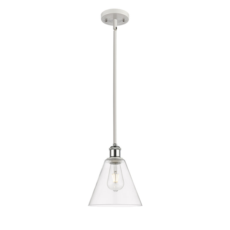 Luminaire suspendu sphérique à 1 lumière Allean, Transparent, H 42,75 po x l 8 po x P 8 po, Blanc / chrome poli