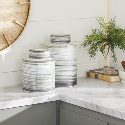 Ensemble de 2 pots en grès d'intérieur / extérieur gris