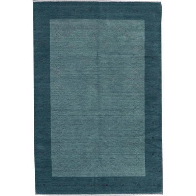 Gabbeh Wool Area Rug in Dark Green/Green