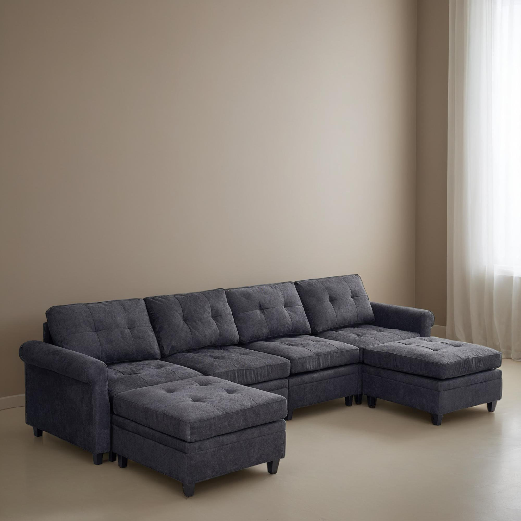Latitude Run® 6 - Piece U-Shaped Modular Sectional Sofa Bed Sleeper ...