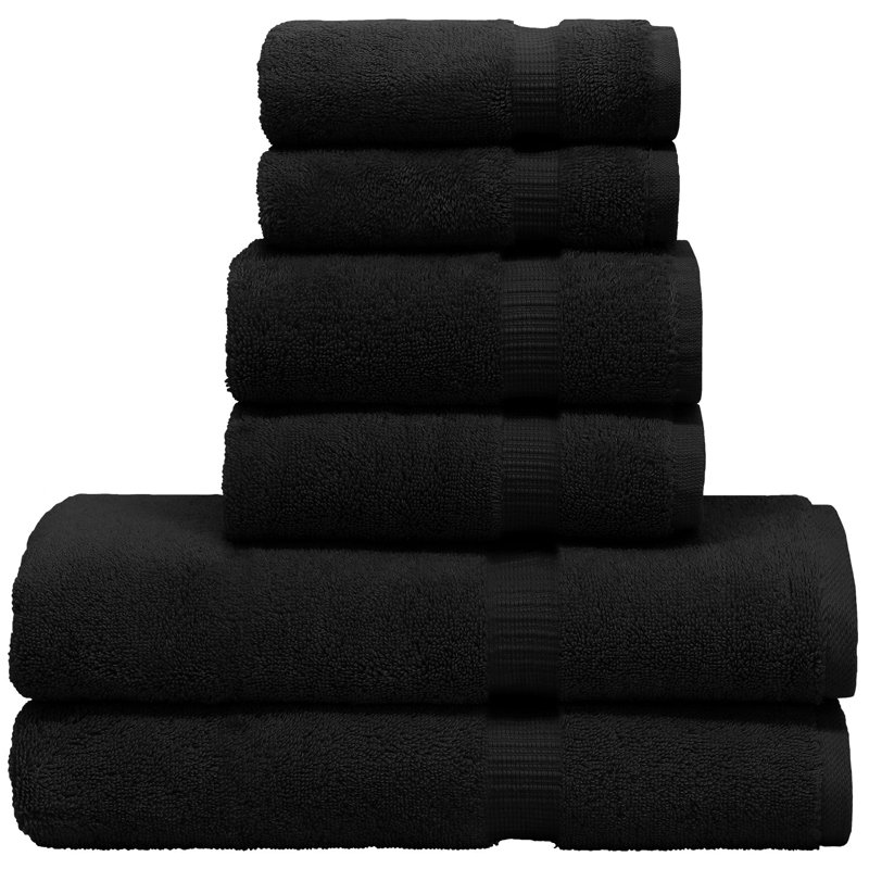 Ensemble de serviettes 6 pièces 100% coton, Noir
