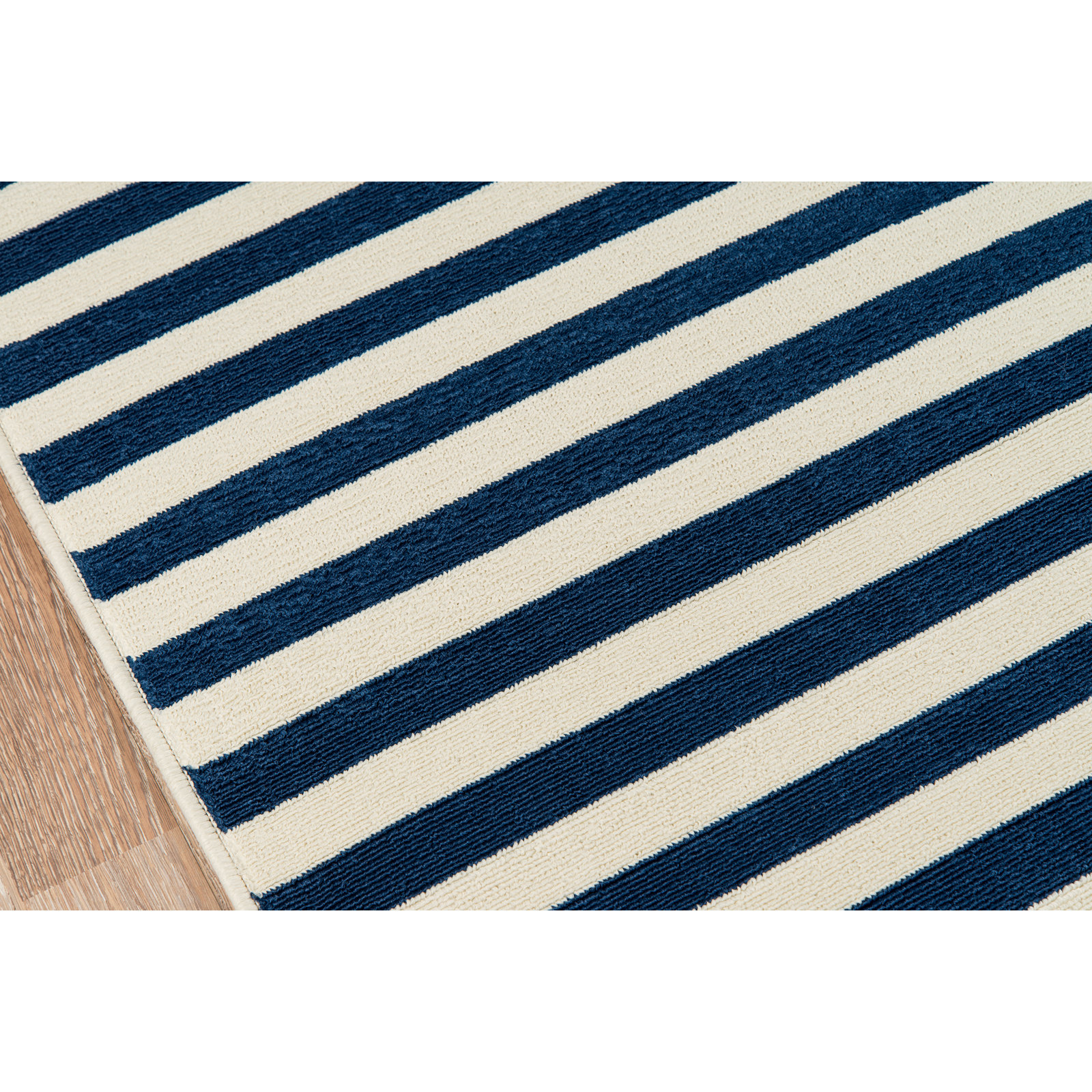 Adrienne Navy Cream Striped Indoor Outdoor Rug, Rectangle 2'3" x 4'6"