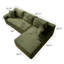 Canapé modulaire rembourré en velours côtelé 94,5 po, canapé et méridienne en mousse compressée sans os avec 2 coussins et poches latérales - aucun assemblage requis-2019067896-2019067900