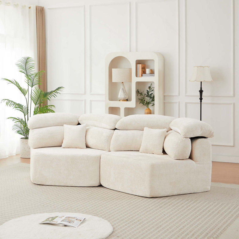 Canapé modulaire 53 pouces avec couette en chenille Cocooning Sensation, Beige Chenille