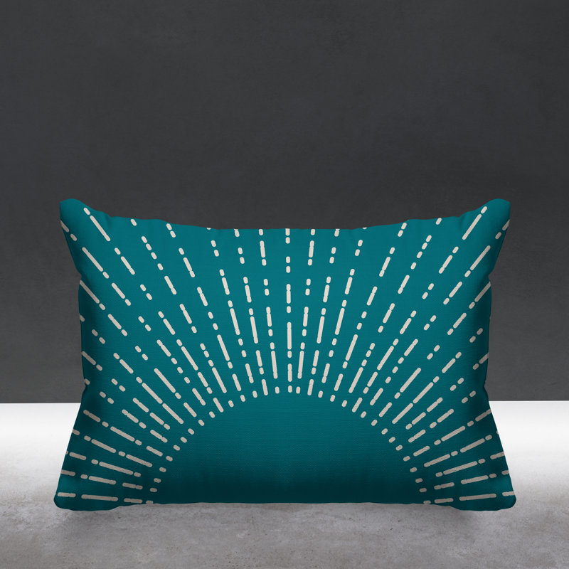 Coussin intérieur / extérieur Sunny Boho Starburst, Turquoise