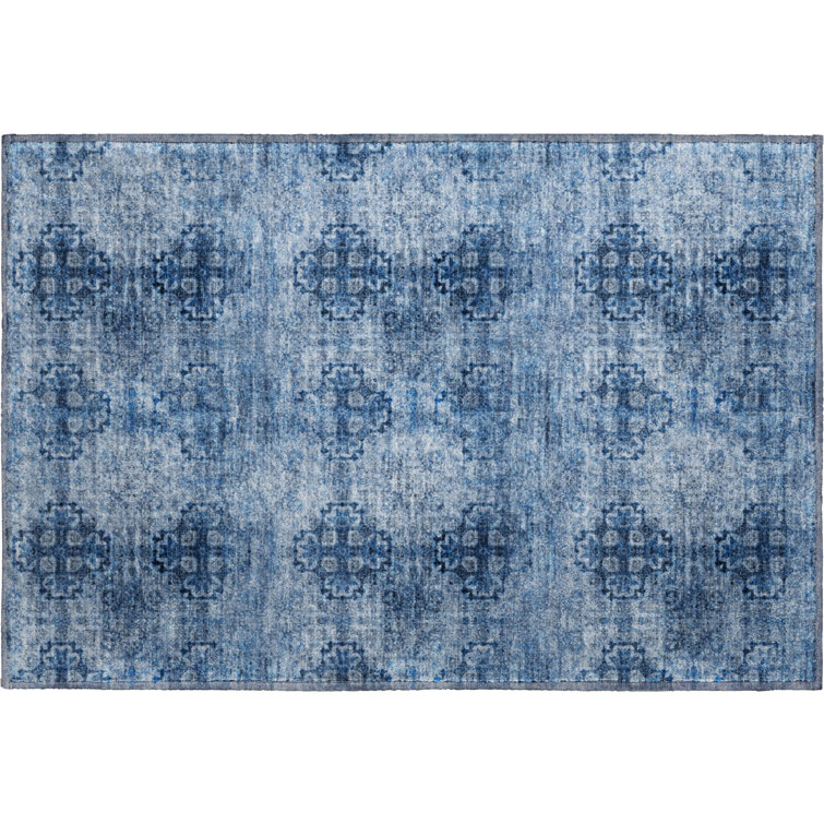 Premium Machine Washable Cerrito AMF557 Navy Rug