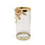 Hammered Glass Canister with White Enamel and Gold Flower with Leaf, Marble Lid