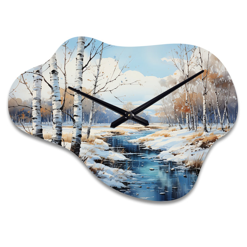 Horloge murale Birch Woods Winter Whispers IV - Birch Cloud, Grand