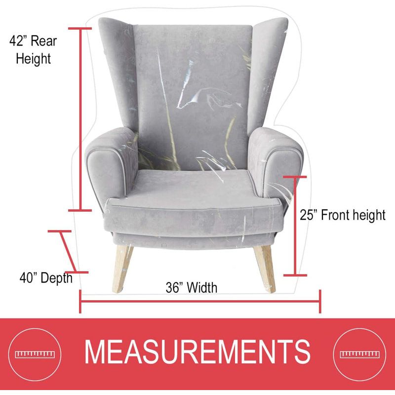Thick Crystal Clear Heavy-Duty Water Resistant Sofa/Couch Cover - PERFECT For Protection Against CAT/DOG Clawing , Kids and Grandkids!!! - Armchair/Recliner - 42”BH x 25"FH x 36”W x 40"D