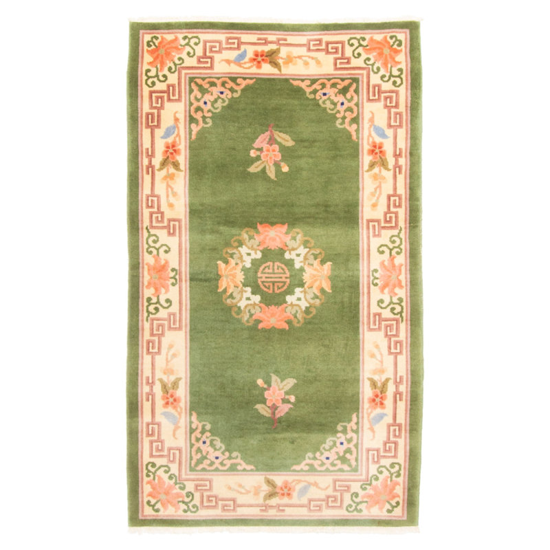 Tapis vert Aubusson 2 pi 11 po x 5 pi 1 po