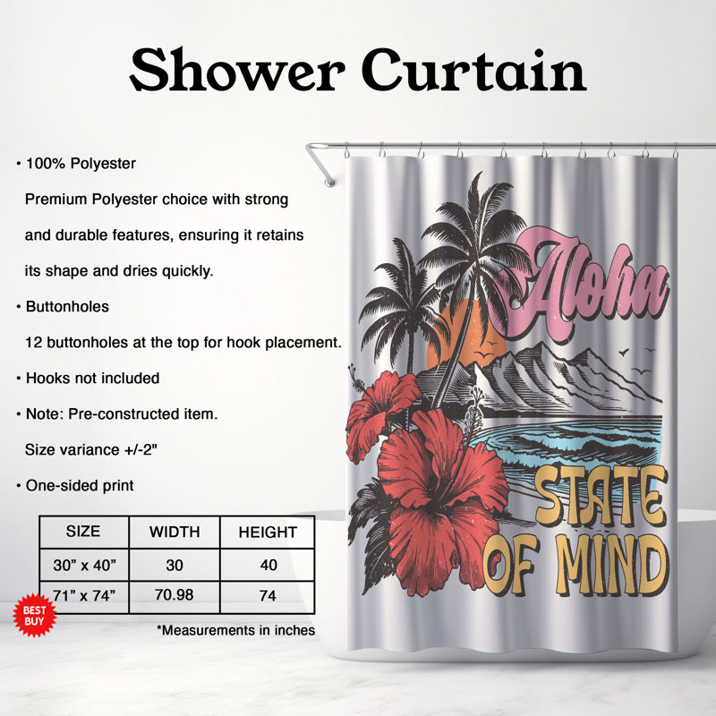 Nostalgic Summertime Splendor - 1 Piece Premium Shower Curtain, 74"H x 71"W