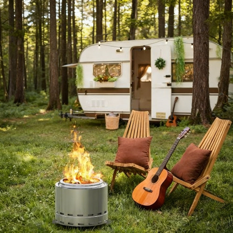 Fire Pit,Stainless Steel Smokeless Fire Pit,15" Wood Burning fireplace for Outside,Ideal for  2 - 4 People