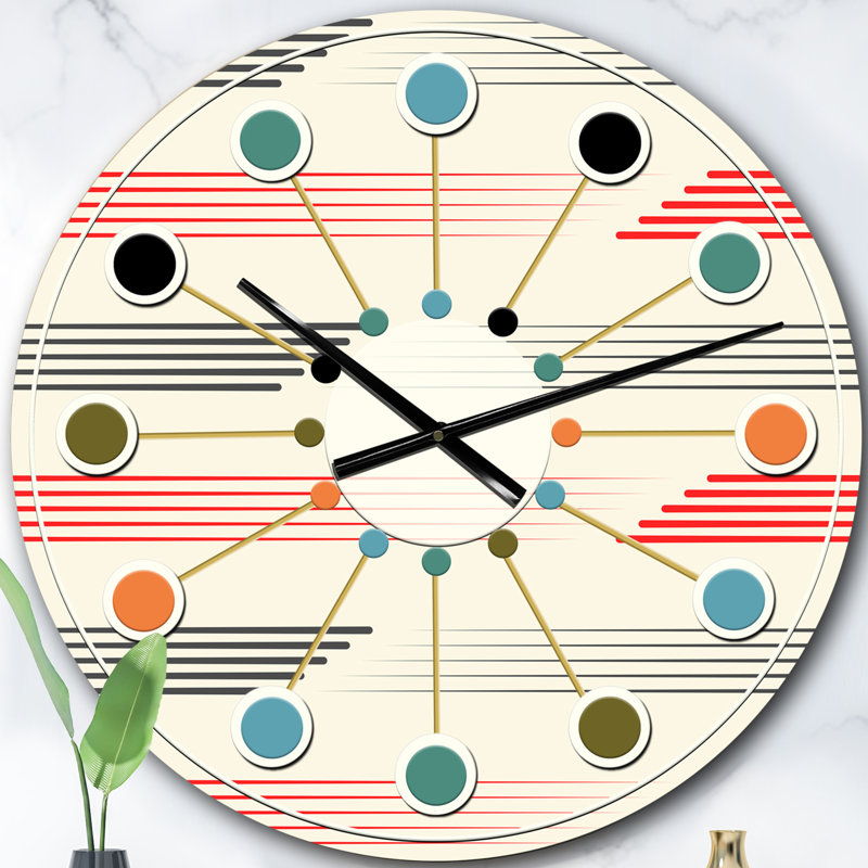 Horloge murale horizontale Mid-Century, Surdimensionné