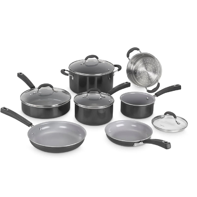 Cuisinart Ceramica XT 11 Piece Non Stick Cookware Set, Black