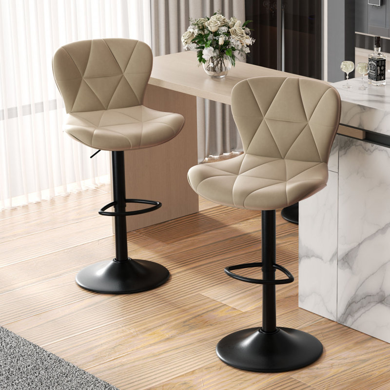 Pet-Friendly Adjustable Height Swivel Bar Stool with Back, Scratch-Resistant Tech Fabric, Footrest and Black Metal Base – Durable Bar Chair for Kitchen Island, Dining Bar, Cat & Dog Owners