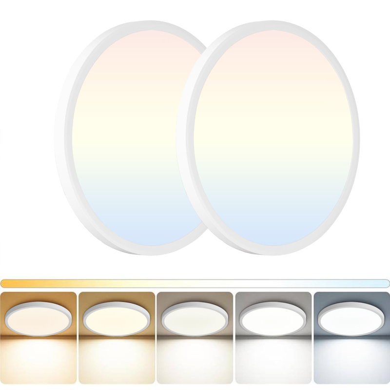 Ensemble de 2 plafonniers encastrés 12 "à DEL, mince 24W à intensité variable 5CCT blanc