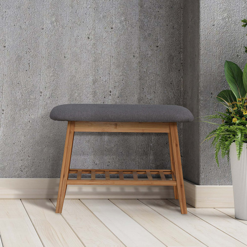 Banc de rangement en bambou Chiarell, H 17,3 po x l 23,5 po x P 12 po