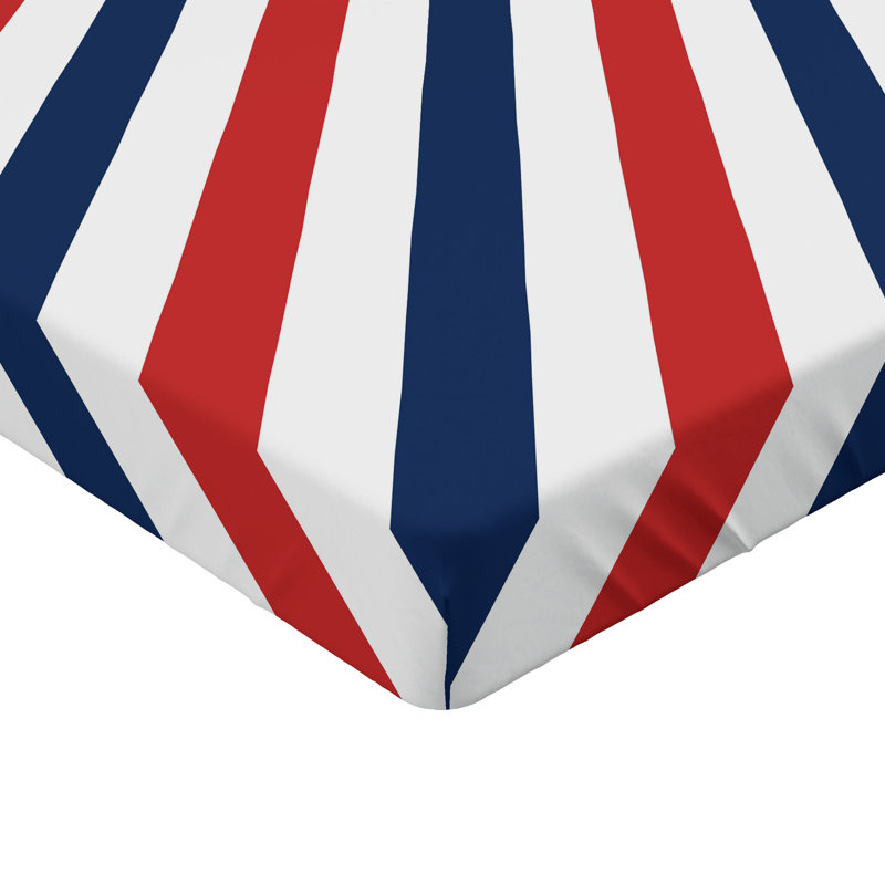Drap-housse orange Ambesonne, Rayé bleu / rouge / blanc, Drap-housse de taille très grand