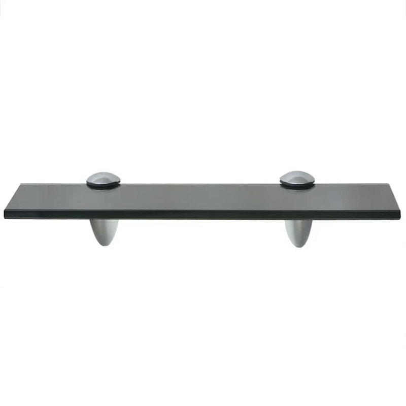 Tablette murale flottante avec supports à pince en verre trempé, H 0,3 po x l 3,9 po x L 11,8 po, Noir