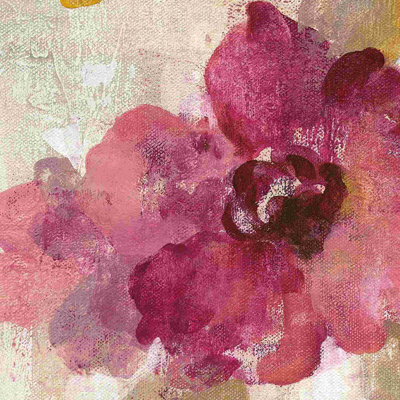 Élégante fresque fleur dorée I rose