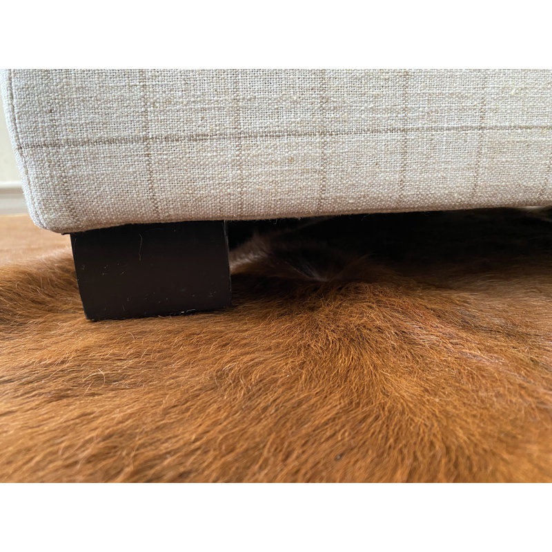 Repose-pieds avec rangement oscer, Mélange de lin beige / blanc