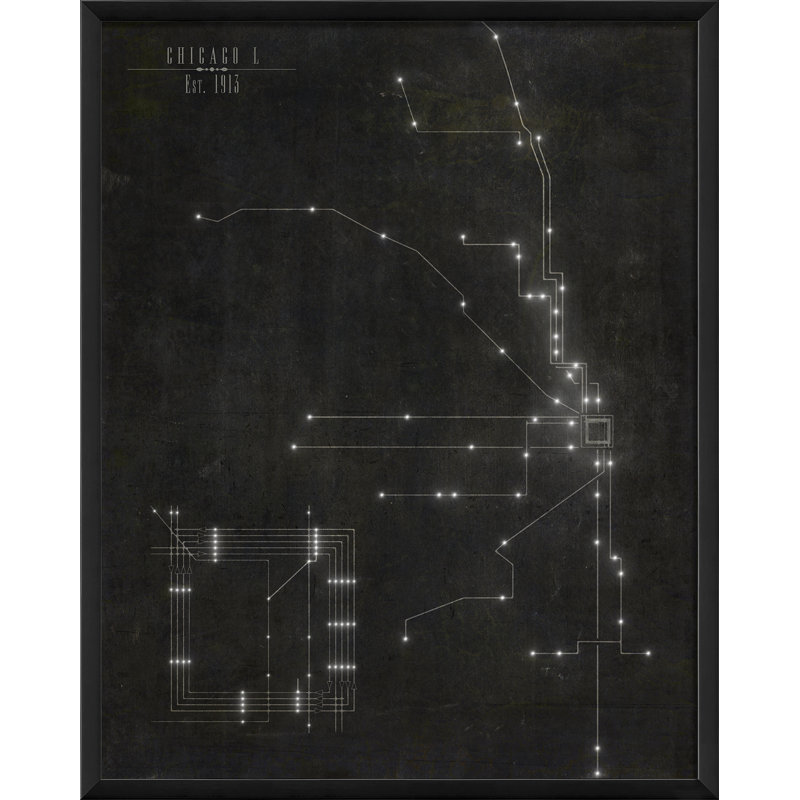 « chicago l métro map », impression encadrée