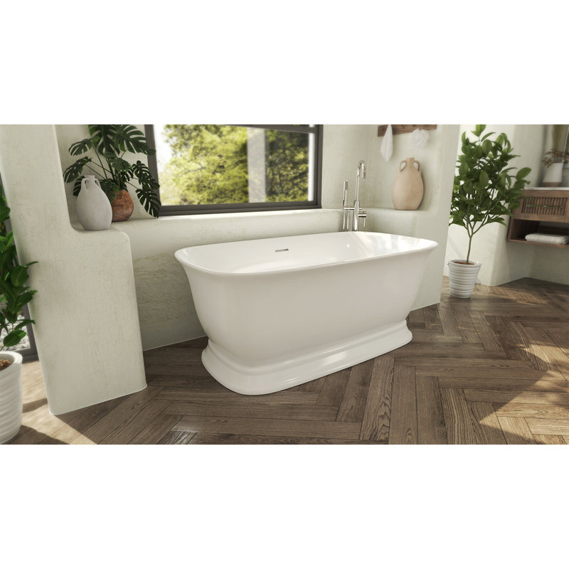 Ascend 67 in. L x 31-1/2 in. W x 23-5/8 in. H Freestanding Acrylic Bathtub, Drain, Polished Nickel