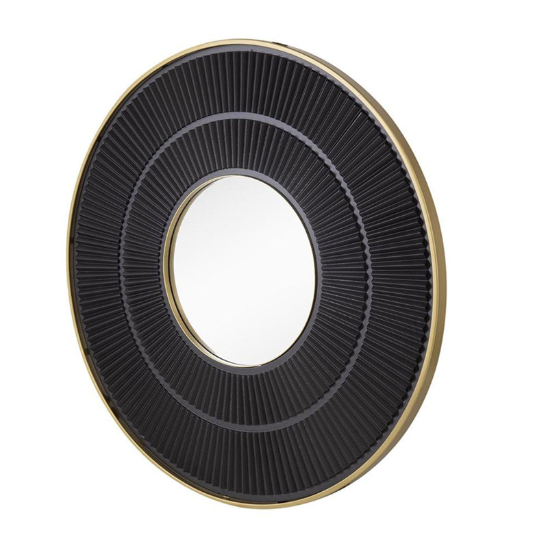 Manufactured Wood Frame Vertical Mirror, Golden Black, 31.5" x 31.5", Round