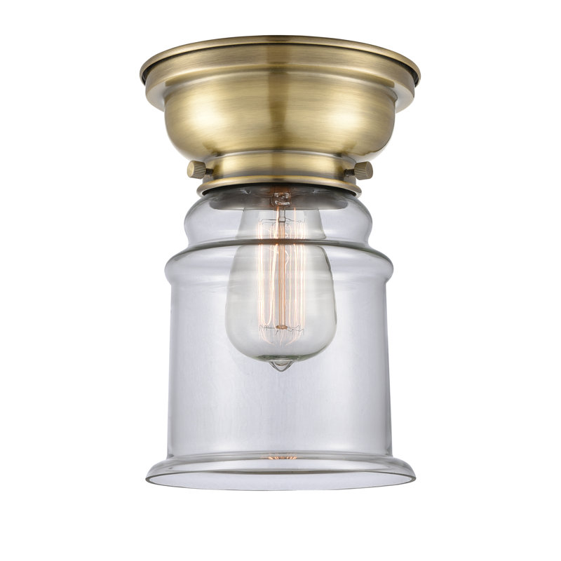 Plafonnier encastré 1 lumière 6,25 po Alexandira, Laiton antique, Ampoule non incluse, Transparent