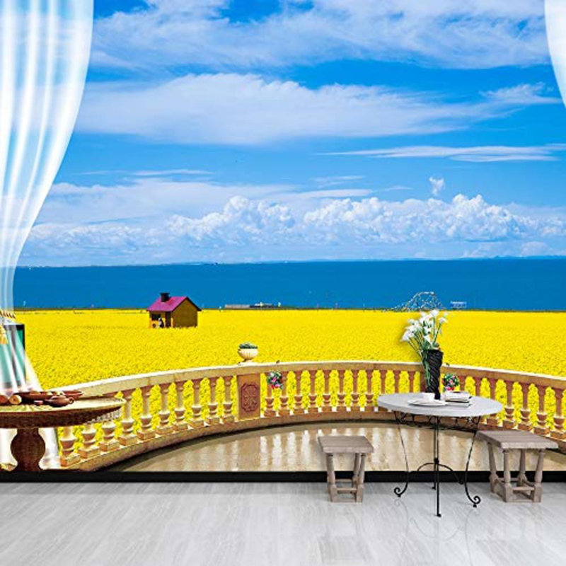 Murale vue naturelle de faux balcon, L 66 po x l 96 po