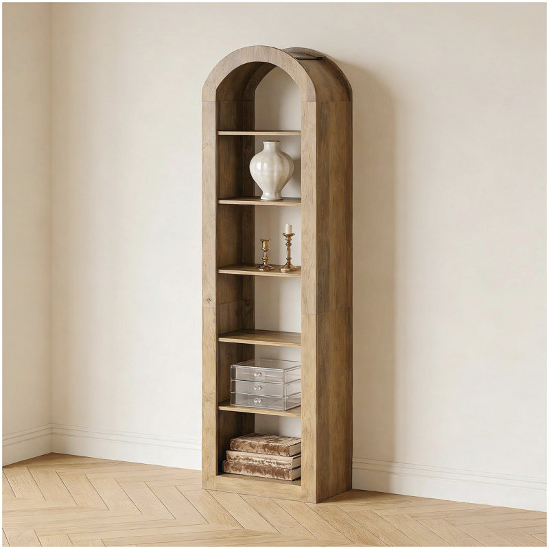 Open Bookcase,Arched Display Shelf, Brown