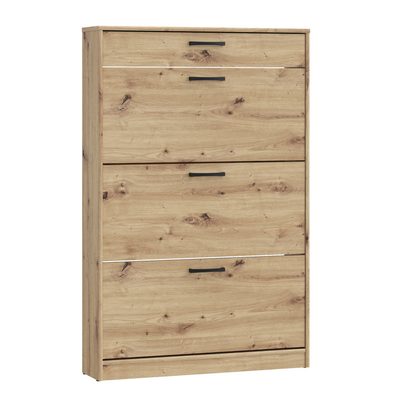 Vasbinder 6 Pair Shoe Storage Cabinet, Oak Wood, 127.7cm H x 83.2cm W x  20.4cm D