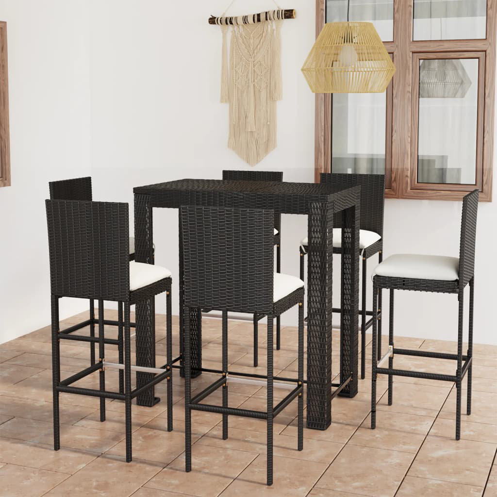 4-Sitzer Bartisch-Set Dabirvaziri aus Polyrattan mit Polster