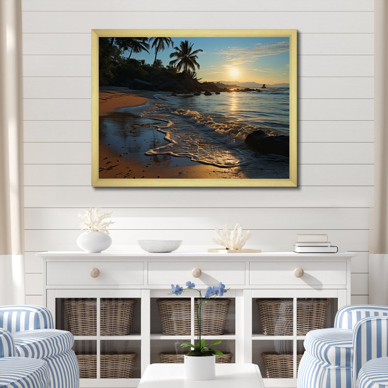 «Alnita Beach Tropical Escape II», reproduction sur toile, H 12 po x l 20 po x P 1 po, Cadre doré à une seule photo