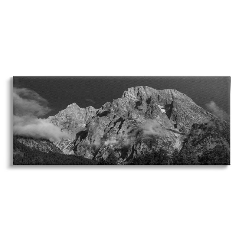 Photographie de brouillard en montagne, Giclée encadrée noir minuit, H 13 po x l 30 po x P 1,5 po