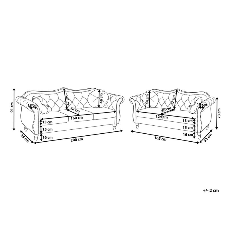 2 - Piece Velvet Living Room Set, Cream