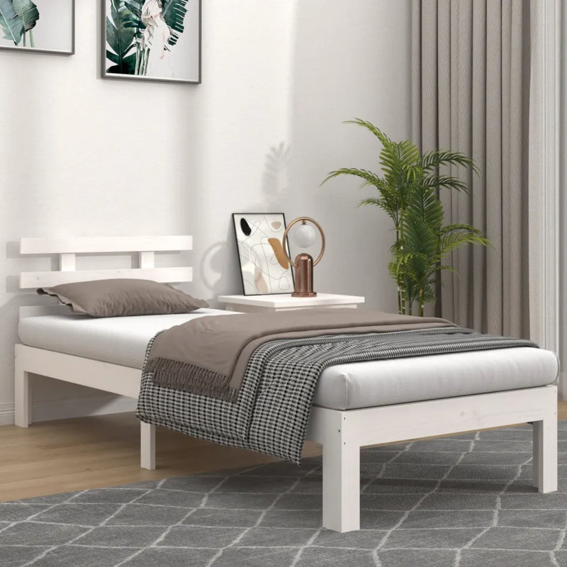 Bed Frame Solid Wood, Small Single (2'6), White
