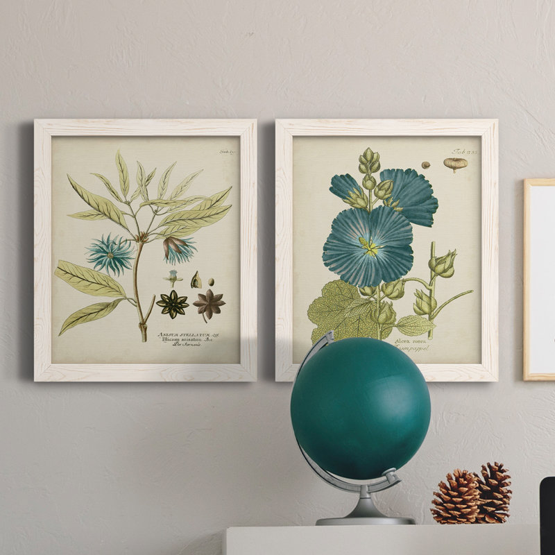 Eloquent Botanical III - Ensemble de 2 peintures encadrées, Toile blanche encadrée, H 20 po x l 17 po x P 1 po, Pas de tapis