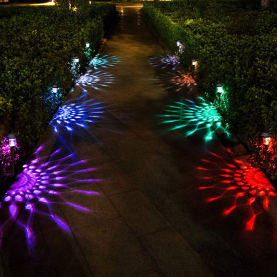 8 Pack Solar Pathway Lights Color Changing Outdoor, Waterproof Multi Color Landscape Lighting