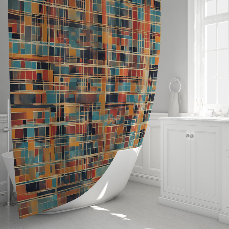 Notte Abstract Shower Curtain, 93" H x 70" W
