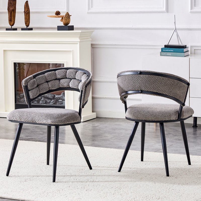 Chaise rembourrée en velours Vesta, Gris