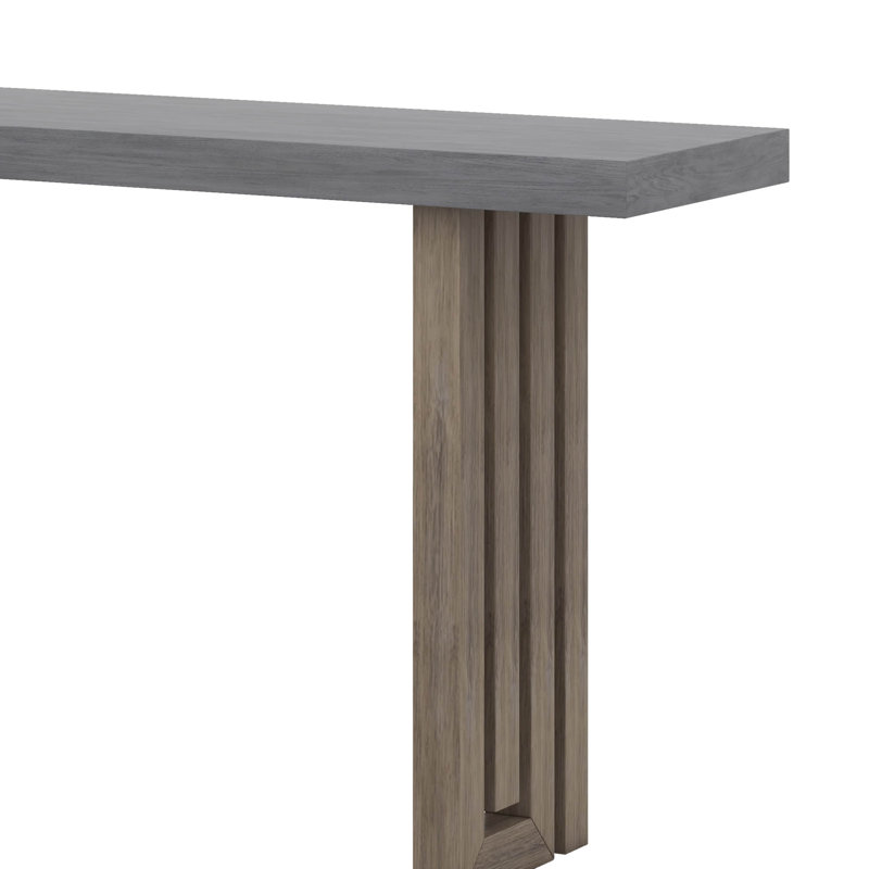 Console en placage de chêne de conception unique avec des formes latérales distinctives, Gris