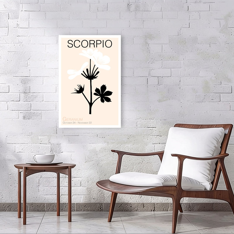 Scorpio Geranium Birth Flower Contemporary Elegant Minimalist Geranium Flower Wall Art Print 1 Piece Wrapped Canvas Wall Art