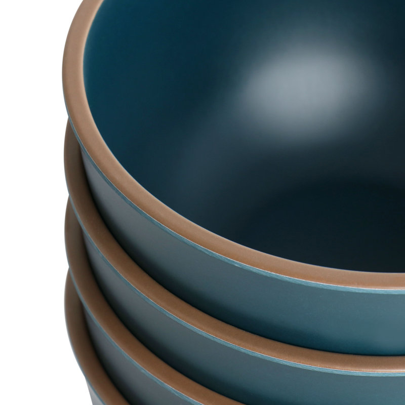 4 Piece 6.1 Inch Melamine Cereal Bowl Set in Blue, Teal