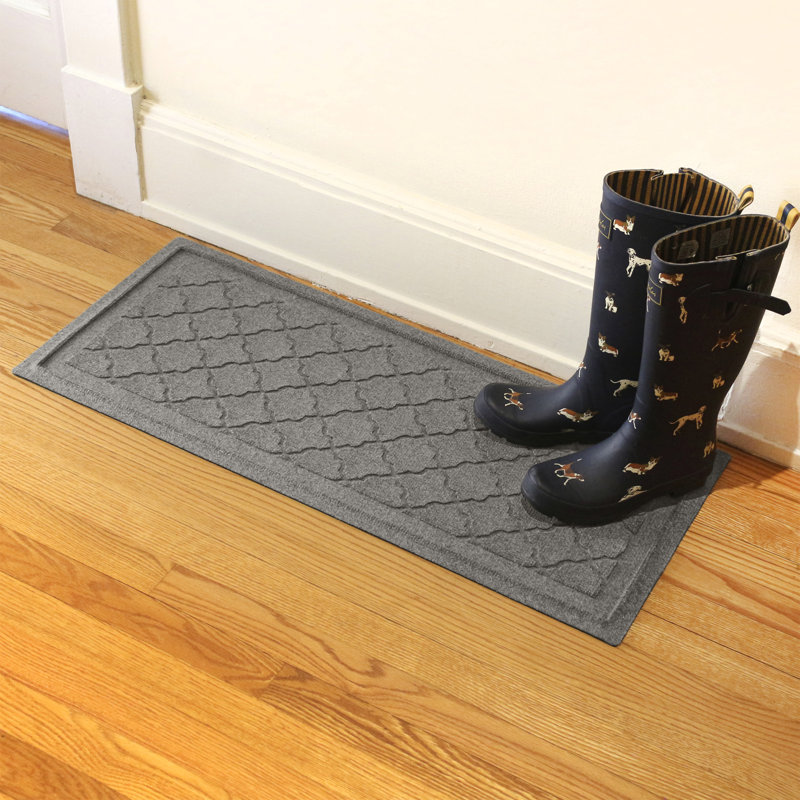 WaterHog Cordova 15 in. x 36 in. Indoor Outdoor Boot Tray, Medium Gray