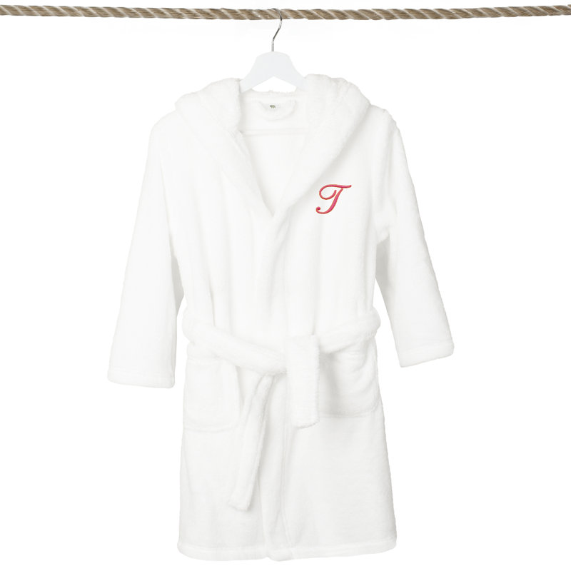 Large White Hooded Kids Bathrobe with Microfiber and Polyester