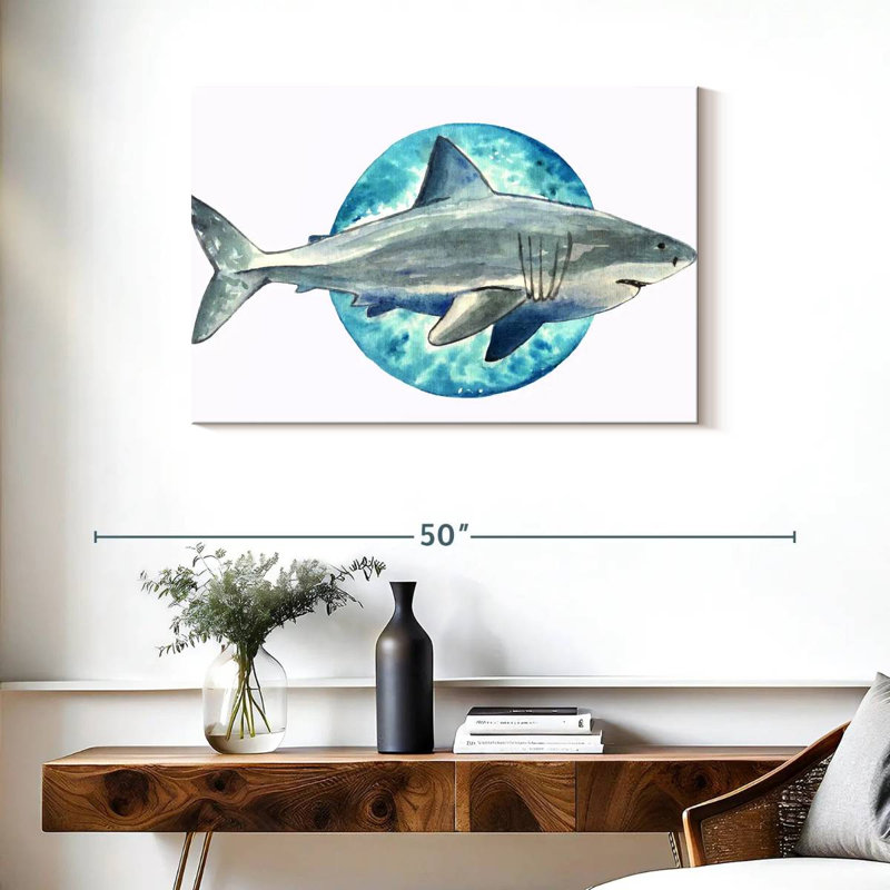 Watercolor Shark, 24" H x 36" W